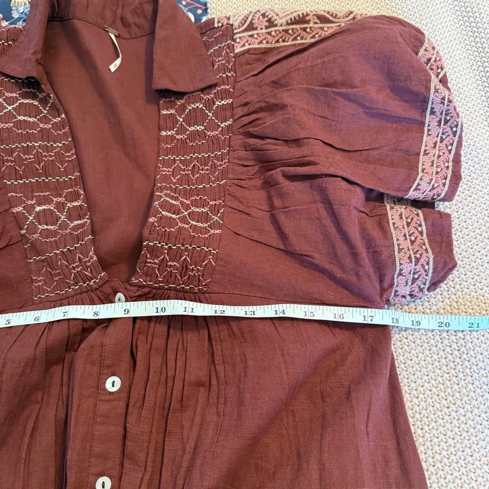 Free People Samantha Shirt Dress in Double Dare Maroon XS - Picture 11 of 14